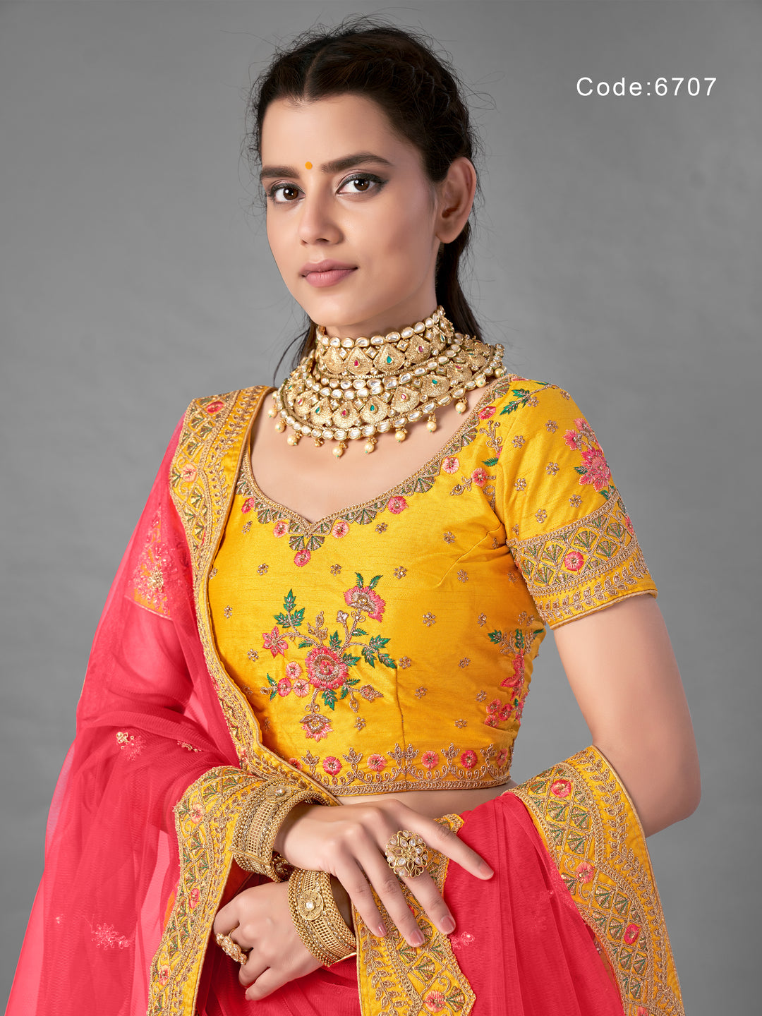 Yellow Art Silk Lehenga Choli | Elegant Bridal Wedding Outfit