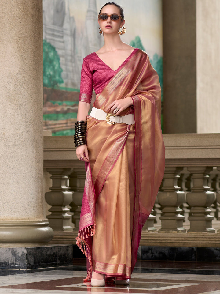 Red silk saree crafted for elegance and style.