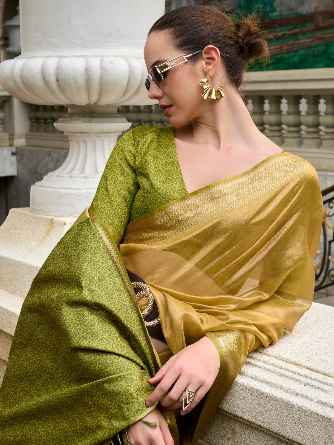 Vibrant color luxurious fabric exclusive attire crafted for elegance and style.