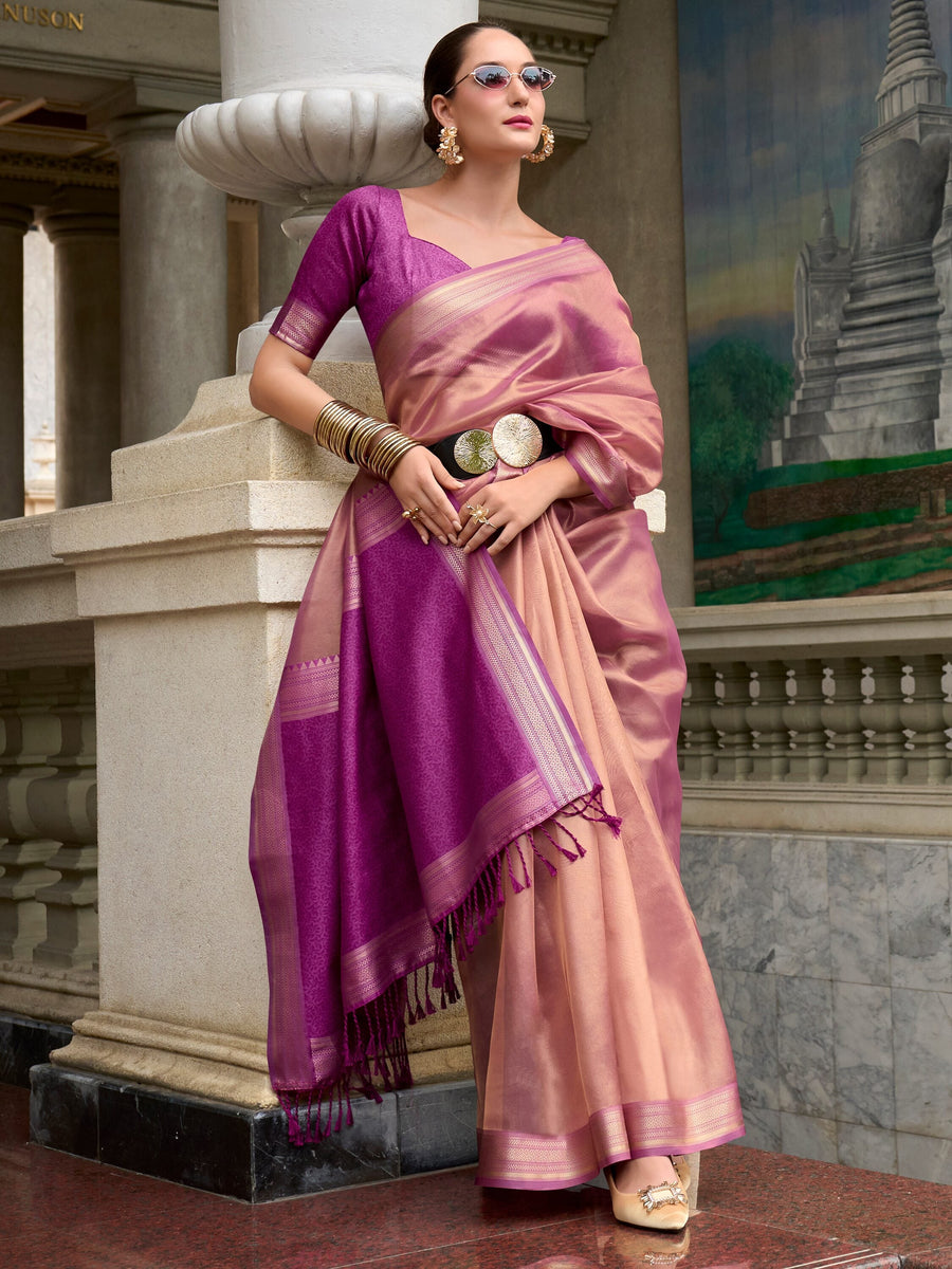 Pink silk saree crafted for elegance and style.