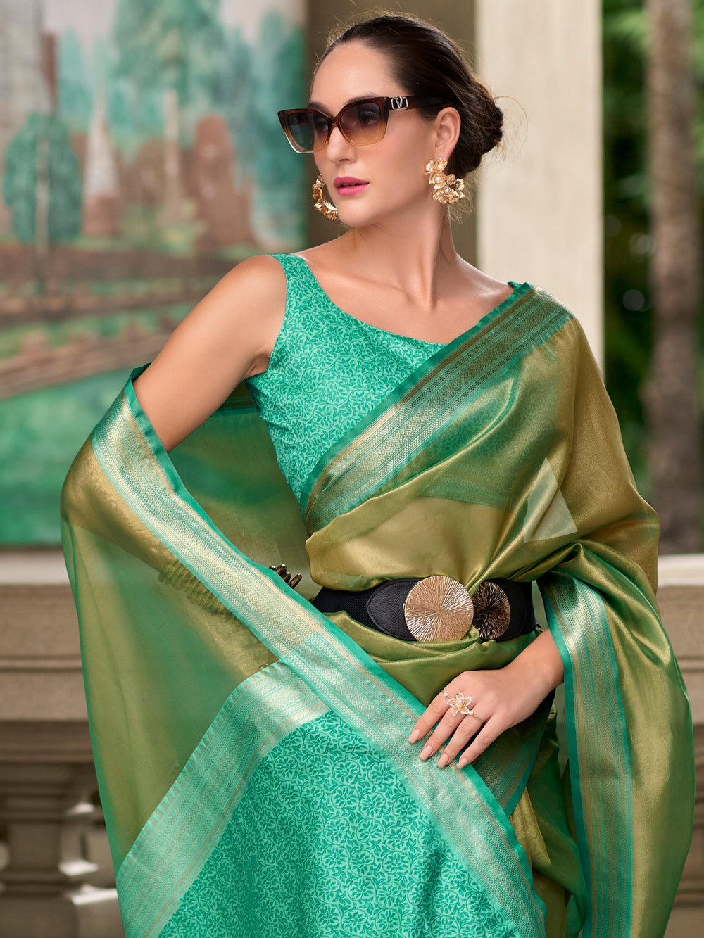 Vibrant color luxurious fabric exclusive attire crafted for elegance and style.