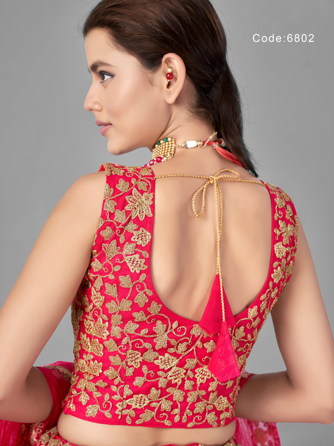 Bright Pink Net A-Line Lehenga | Zari and Sequins Work with Net Dupatta