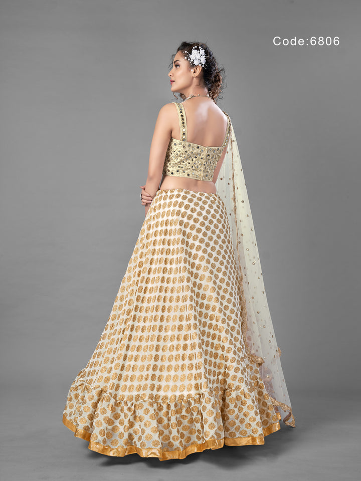 Elegant Apricot Lehenga Choli | Viscose Silk with Unstitched Blouse