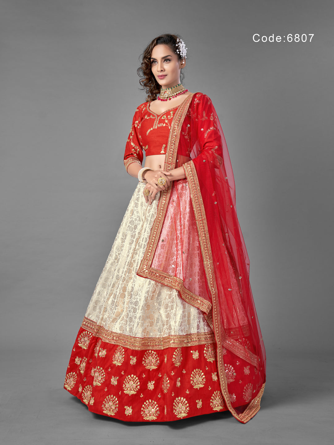 Glitzy Red Designer Lehenga | Heavy Dori and Sequins Work on Art Silk