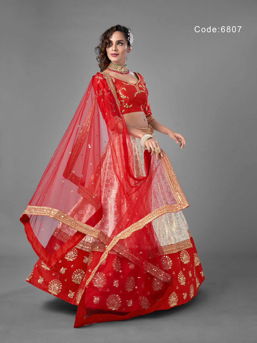 Glitzy Red Designer Lehenga | Heavy Dori and Sequins Work on Art Silk