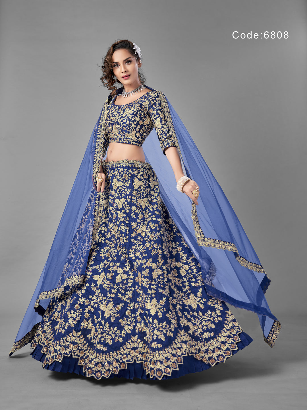 Blue Art Silk Partywear Lehenga | Wedding Lehenga Choli with Net Dupatta