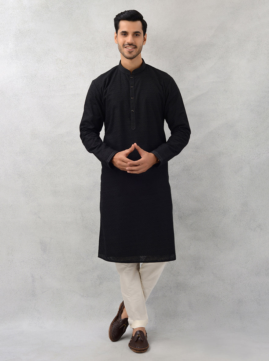 Stylish Black Men’s Kurta Pajama for Weddings