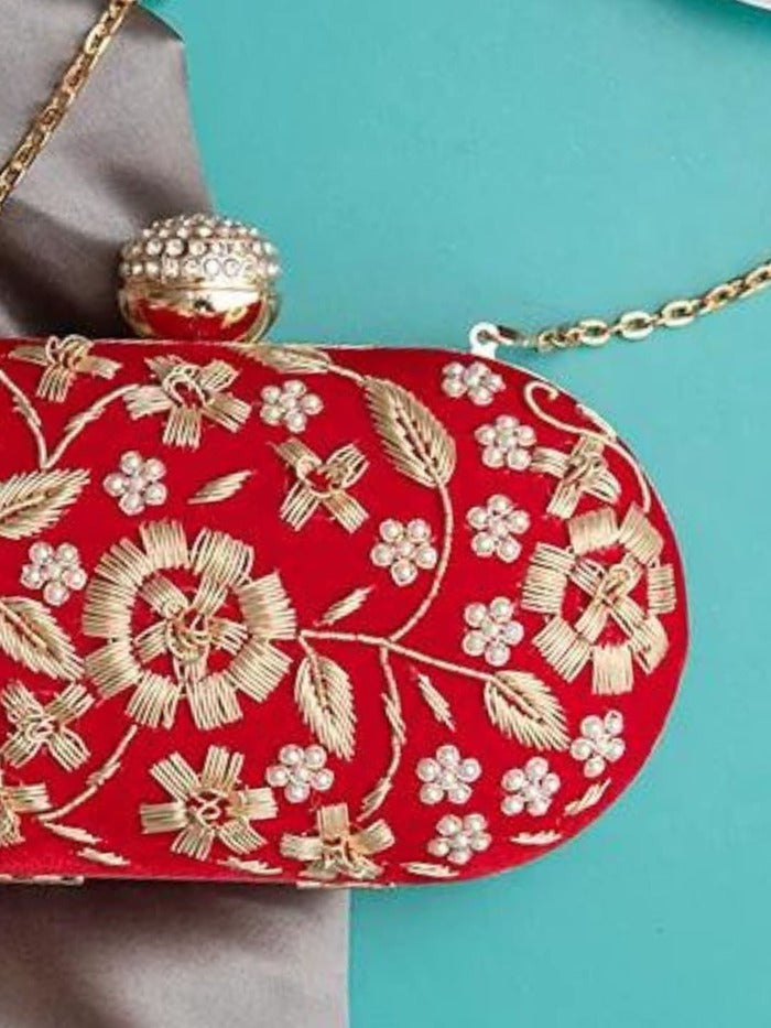 Baiza Zardozi Hand Embroidered Clutch | Timeless Luxury for Any Occasion