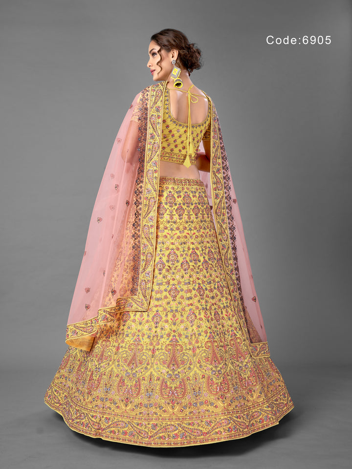 Yellow Georgette Lehenga with Dupatta | Wedding & Festive