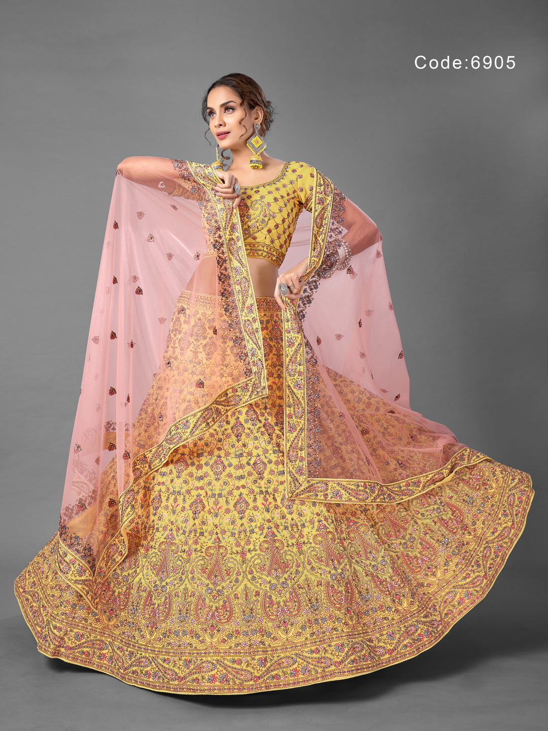 Yellow Georgette Lehenga with Dupatta | Wedding & Festive