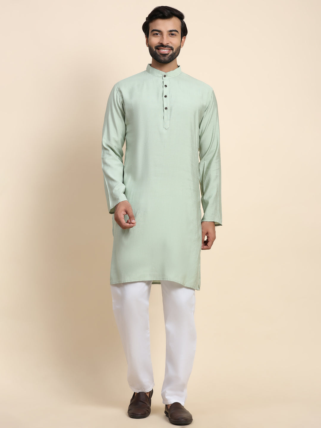 Light Mint Green Rayon Kurta | Solid Design for Festivals and Casual Wear