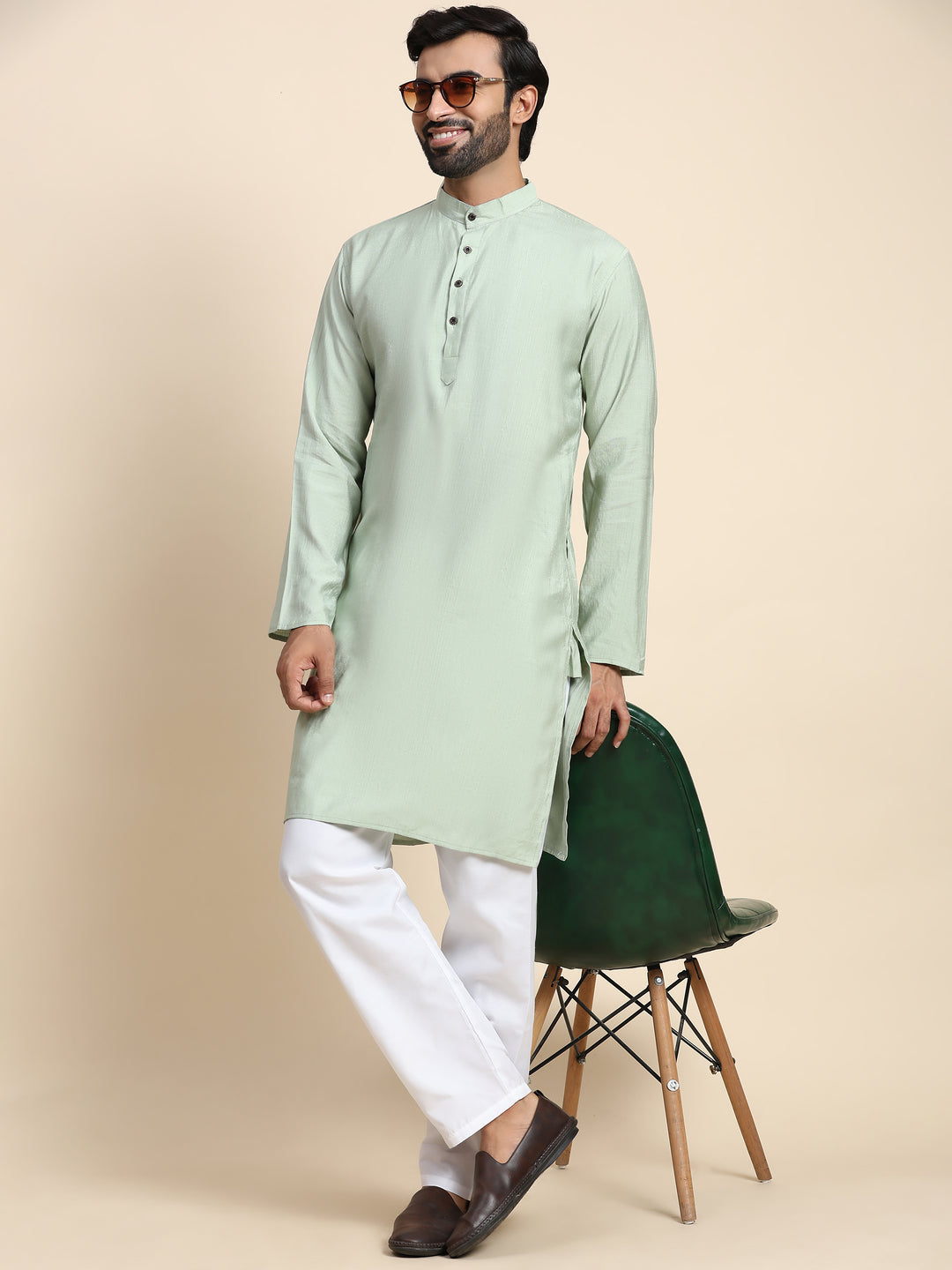 Light Mint Green Rayon Kurta | Solid Design for Festivals and Casual Wear