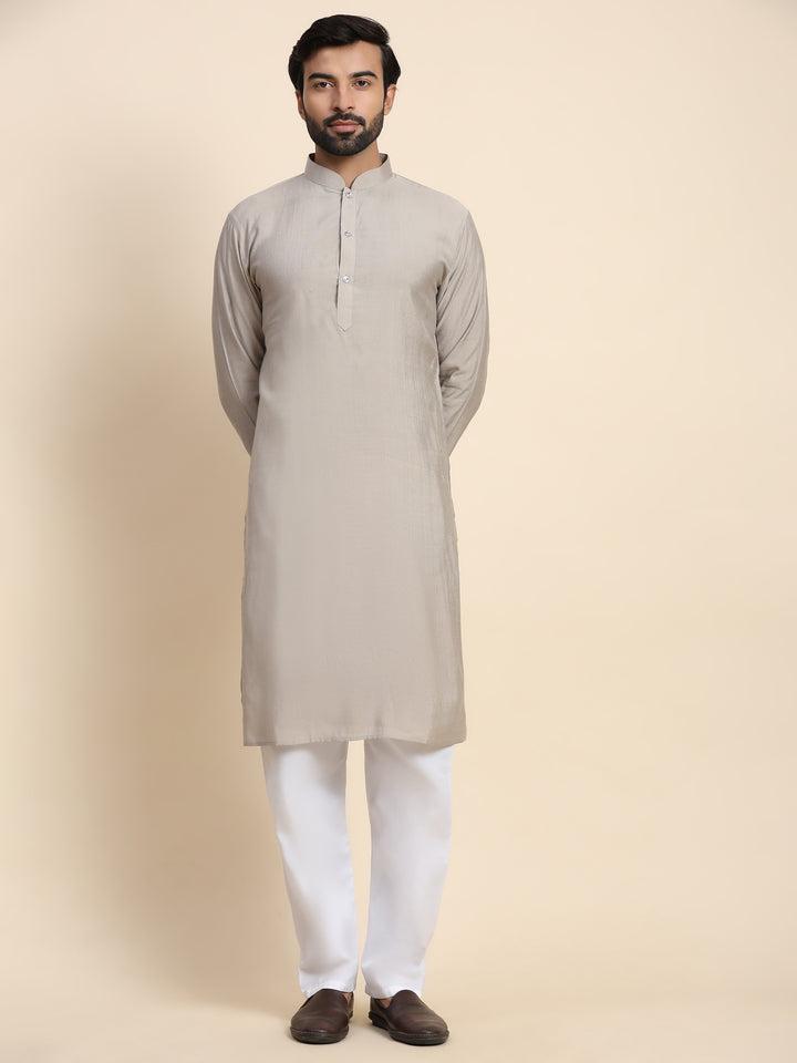 Elegant Grey Kurta | Viscose Rayon Comfort and Style