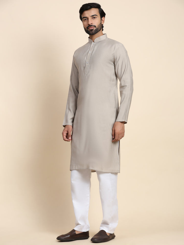 Elegant Grey Kurta | Viscose Rayon Comfort and Style