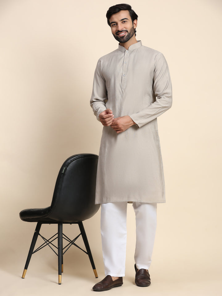 Elegant Grey Kurta | Viscose Rayon Comfort and Style