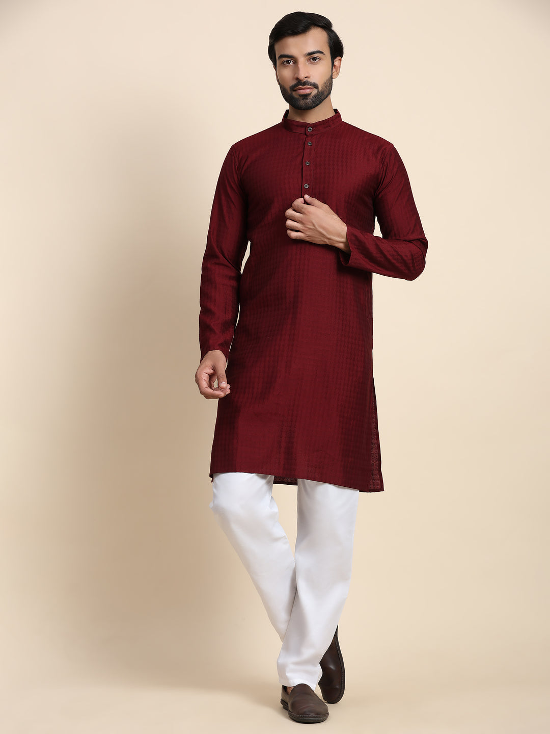 Rayon Kurta Pajama | Self-Weaved Design for Cultural Events