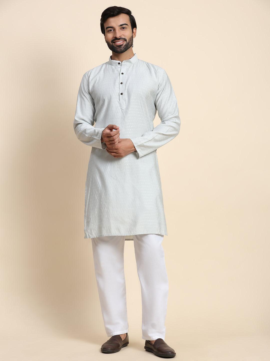 Elegant Self Weaved Kurta | Festive Cotton Kurta for Men