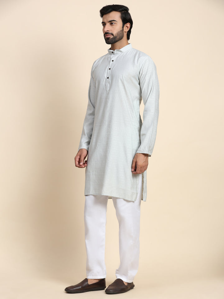 Elegant Self Weaved Kurta | Festive Cotton Kurta for Men