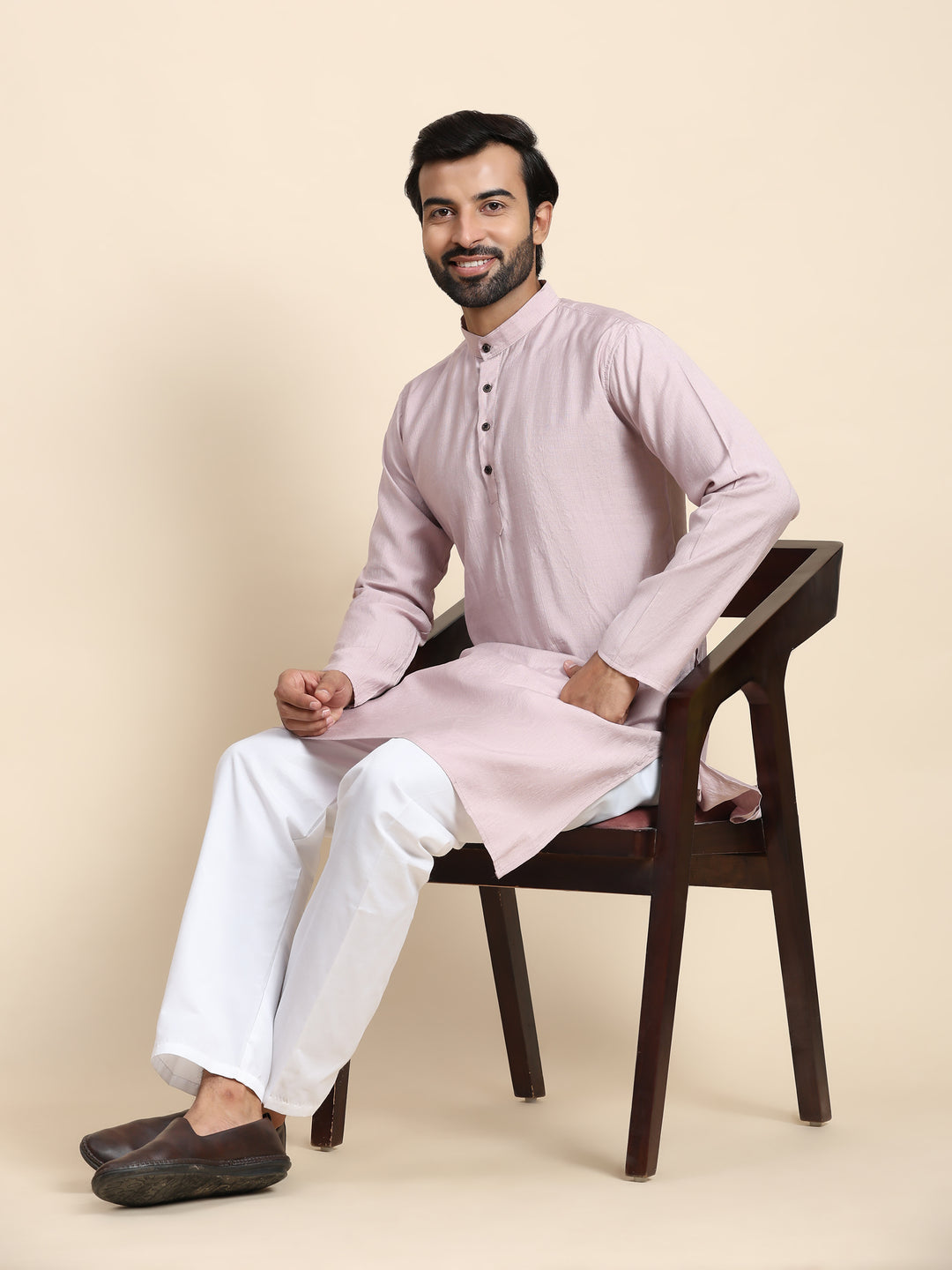 Elegant Self Weaved Kurta | Festive Cotton Kurta for Men