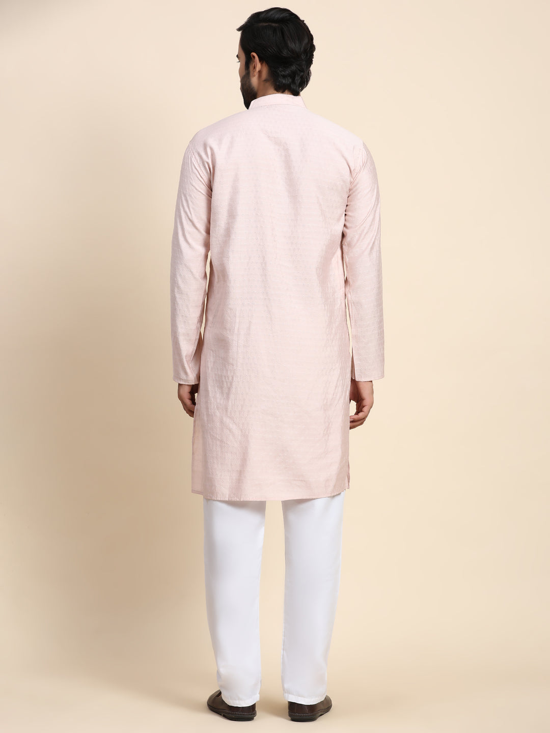 Pink Viscose Rayon Self Weaved Kurta | Elegant Kurta for Festivals