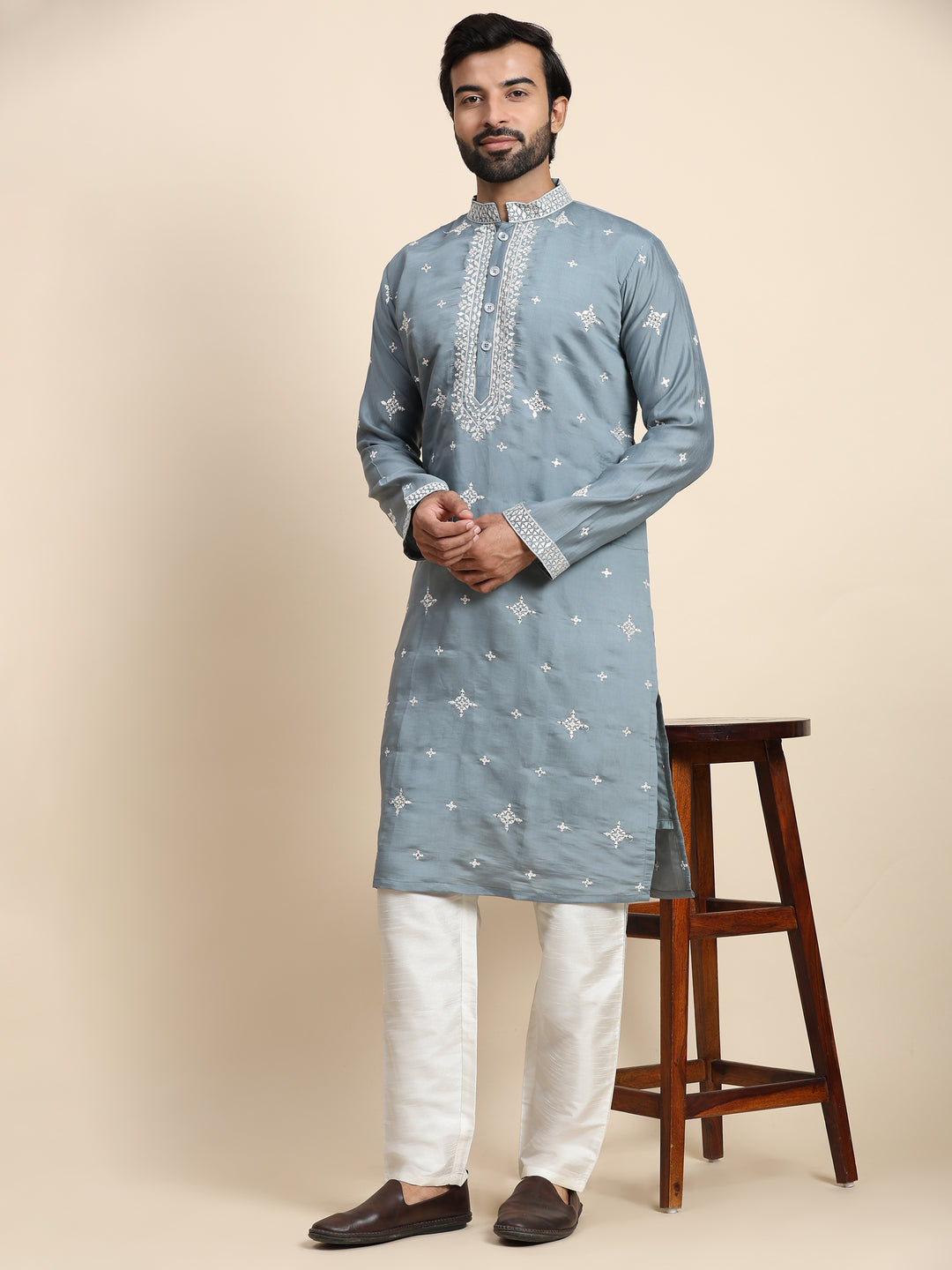 Azure Elegance Blue Silk Kurta | Festive & Sangeet Wear