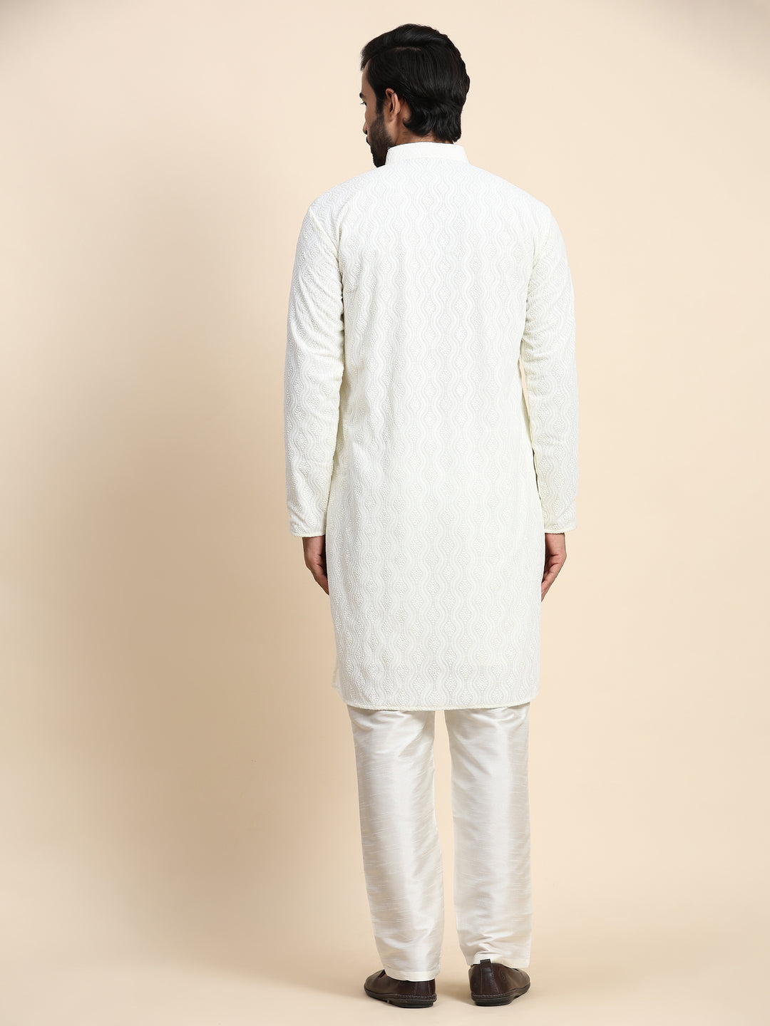 Silver Gleam Off White Georgette Kurta | Elegant Festive Wear