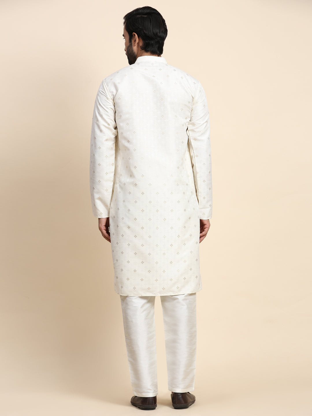 Midnight Spark Kurta | Stylish Cream Jacquard for Festive Occasions