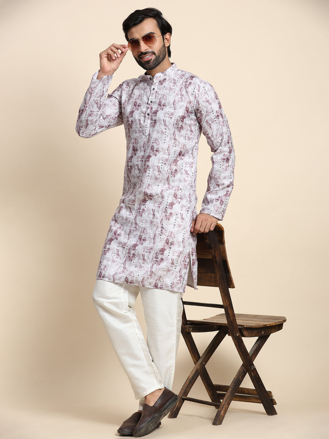 Grey Viscose Rayon Mirror Work Kurta | Perfect for Celebrations & Weddings