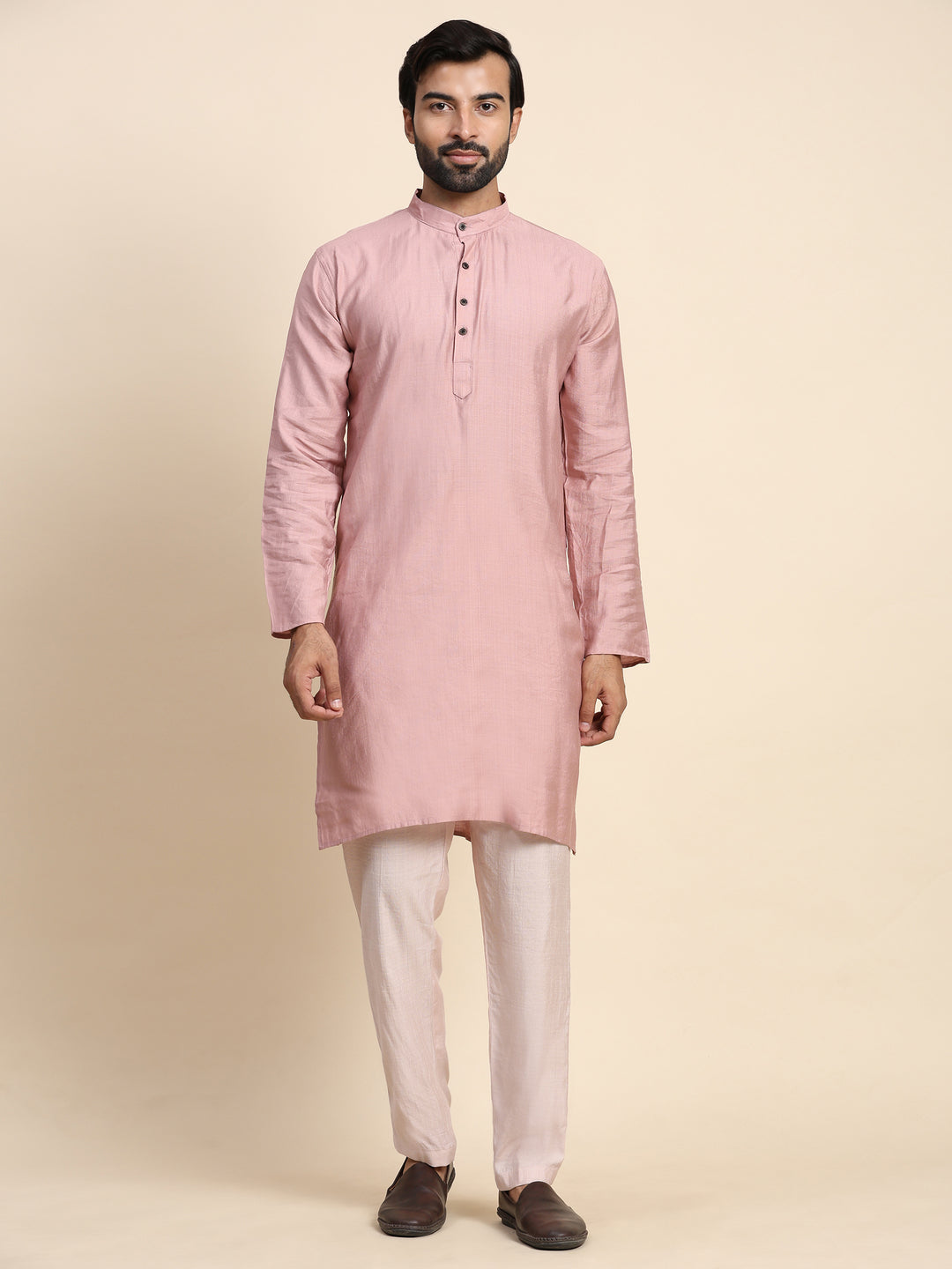 Elegant Pink Viscose Rayon Nehru Jacket Set | Embroidered Traditional Style