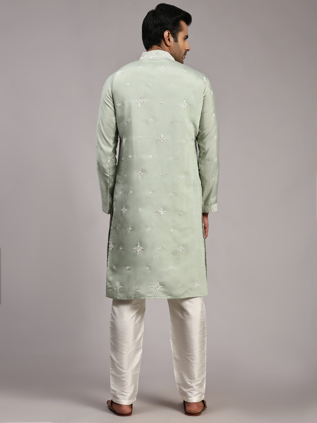 Light Blue Silk Embroidery Kurta for Men | Elegant Traditional Wear