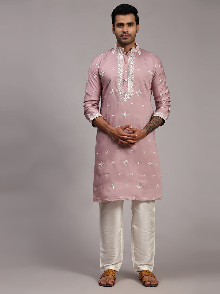 Light Blue Silk Embroidery Kurta for Men | Elegant Traditional Wear