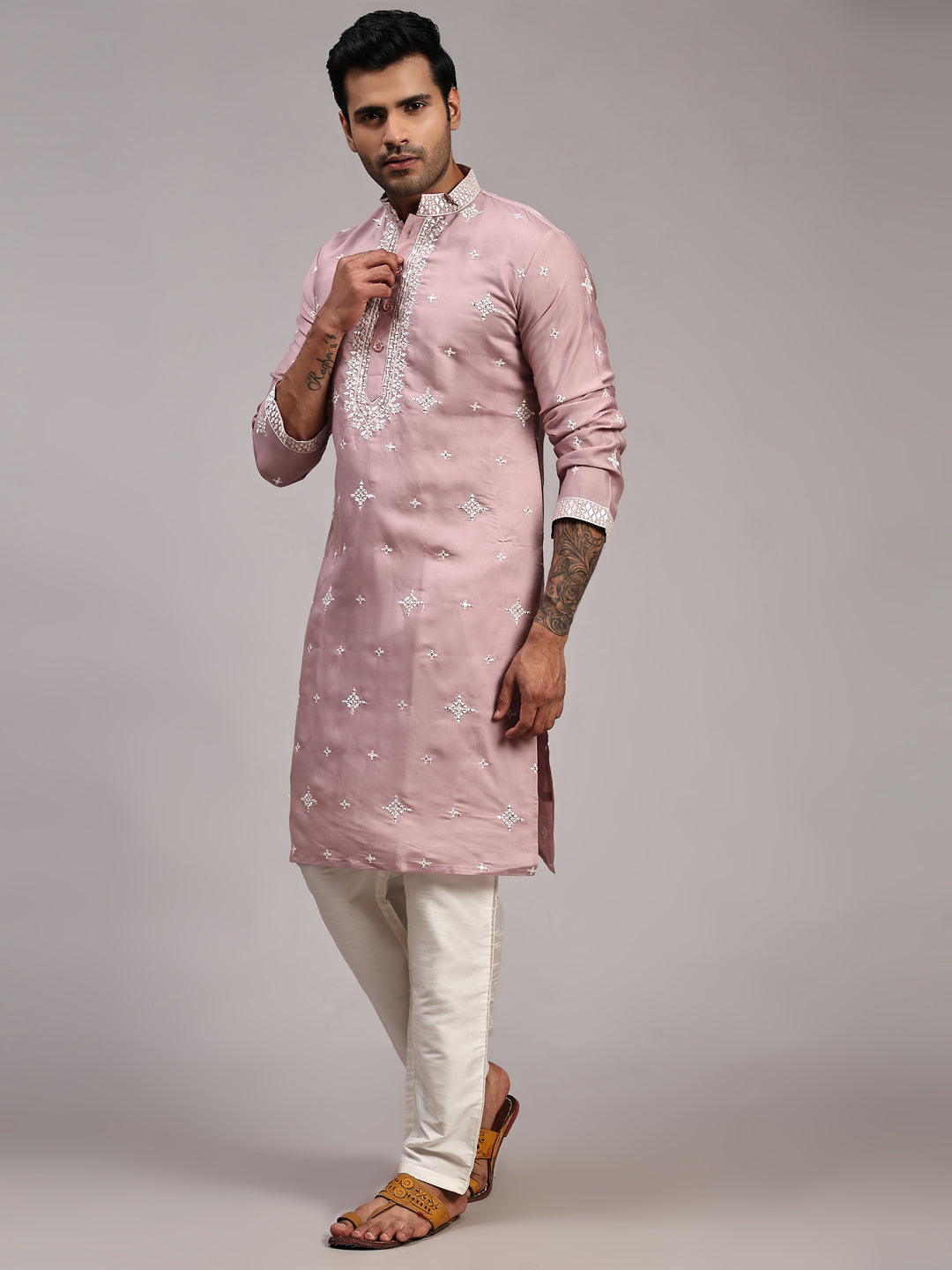 Light Blue Silk Embroidery Kurta for Men | Elegant Traditional Wear