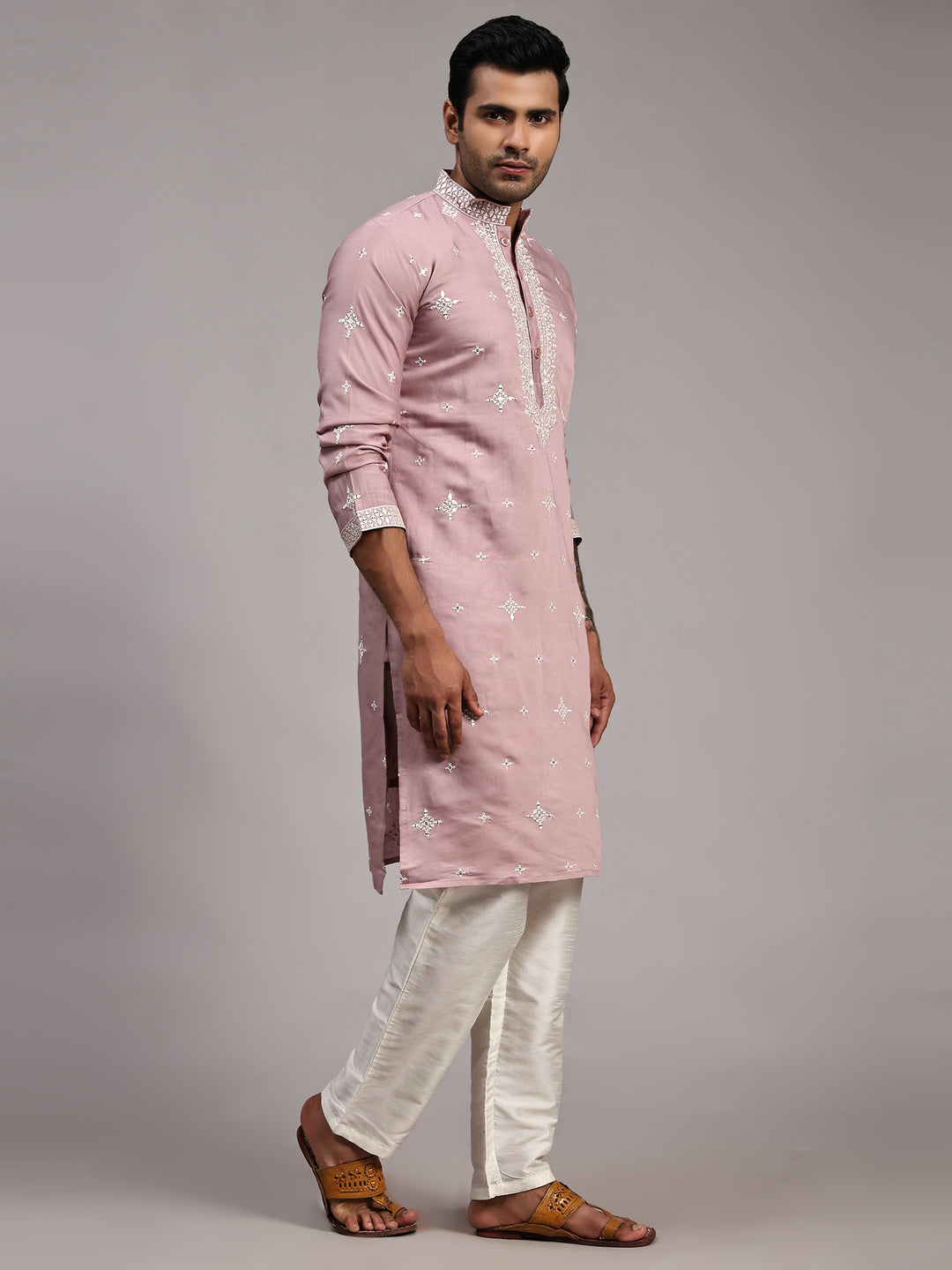 Light Blue Silk Embroidery Kurta for Men | Elegant Traditional Wear