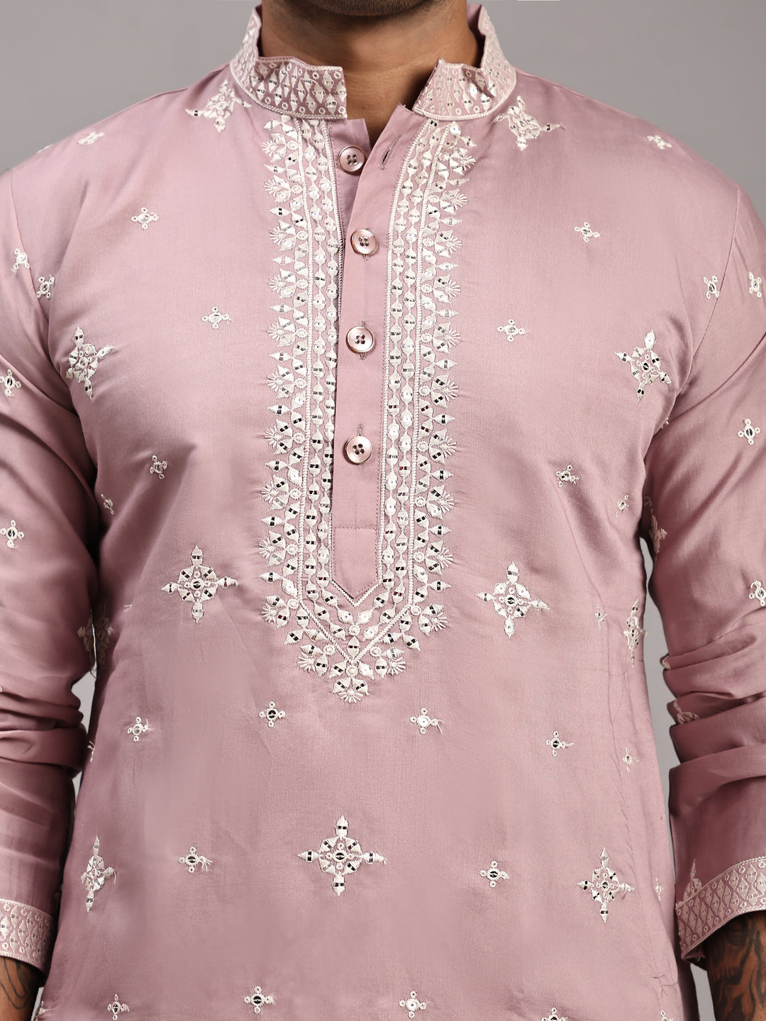 Light Blue Silk Embroidery Kurta for Men | Elegant Traditional Wear