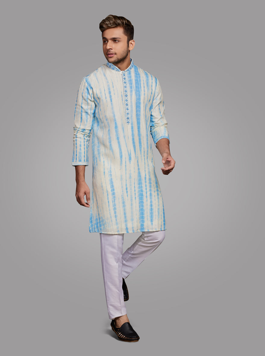 Celebrate in sophistication with our off-white kurta pajama, designed for modern festivities.