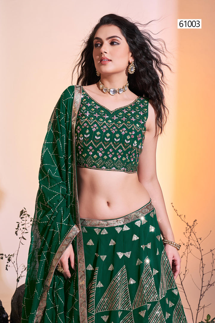 Georgette Ready-to-Wear Lehenga | Sequins Embroidered Blouse & Dupatta