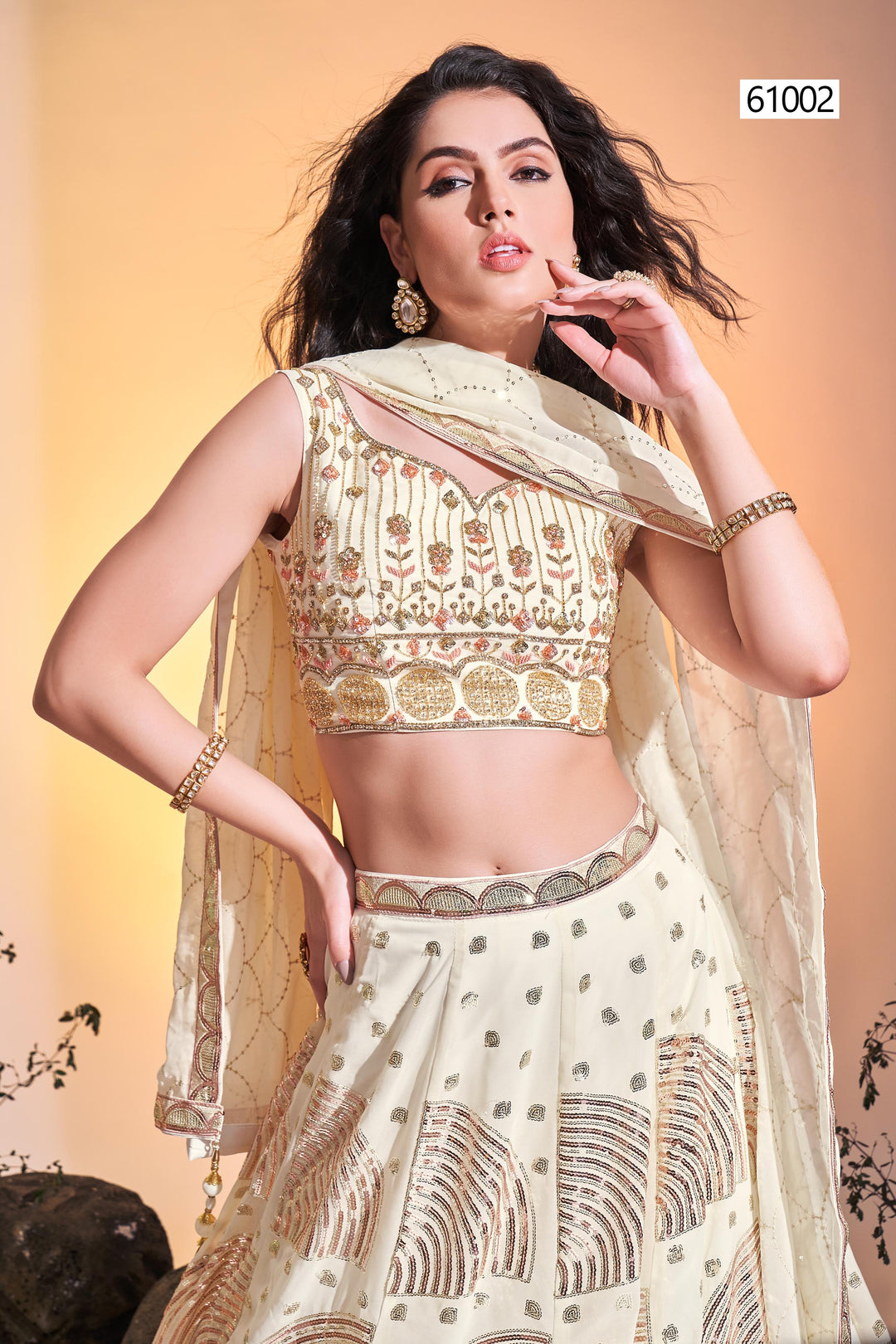 Georgette Ready-to-Wear Lehenga | Sequins Embroidered Blouse & Dupatta