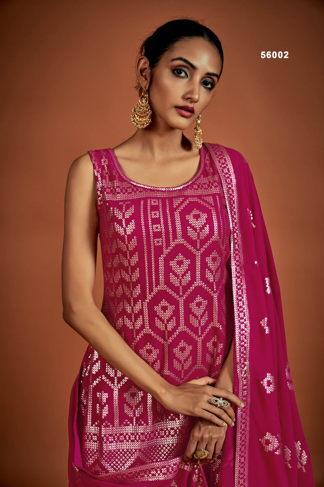 Pink Georgette Salwar Suit | Stylish Sequins Work Outfit