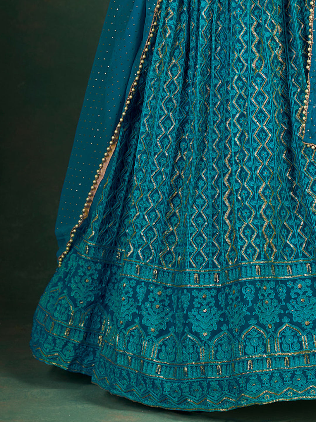 Rama Blue Georgette Lehenga | Bridal Lehenga for Women