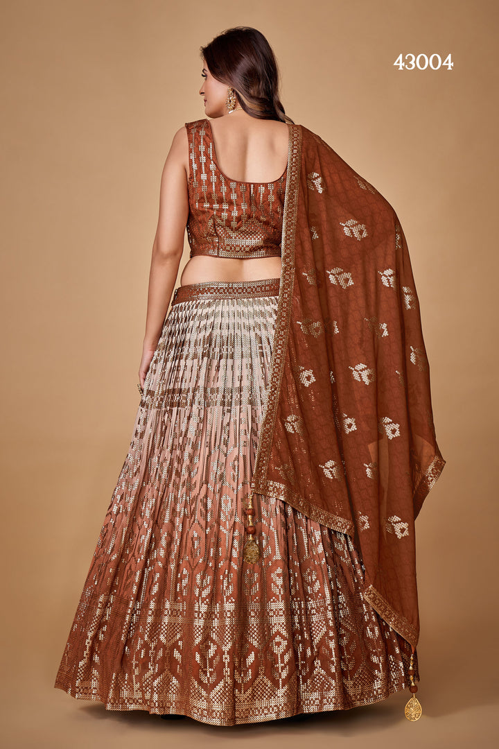 Brown Georgette Lehenga | Bridal Lehenga Choli Set for Weddings