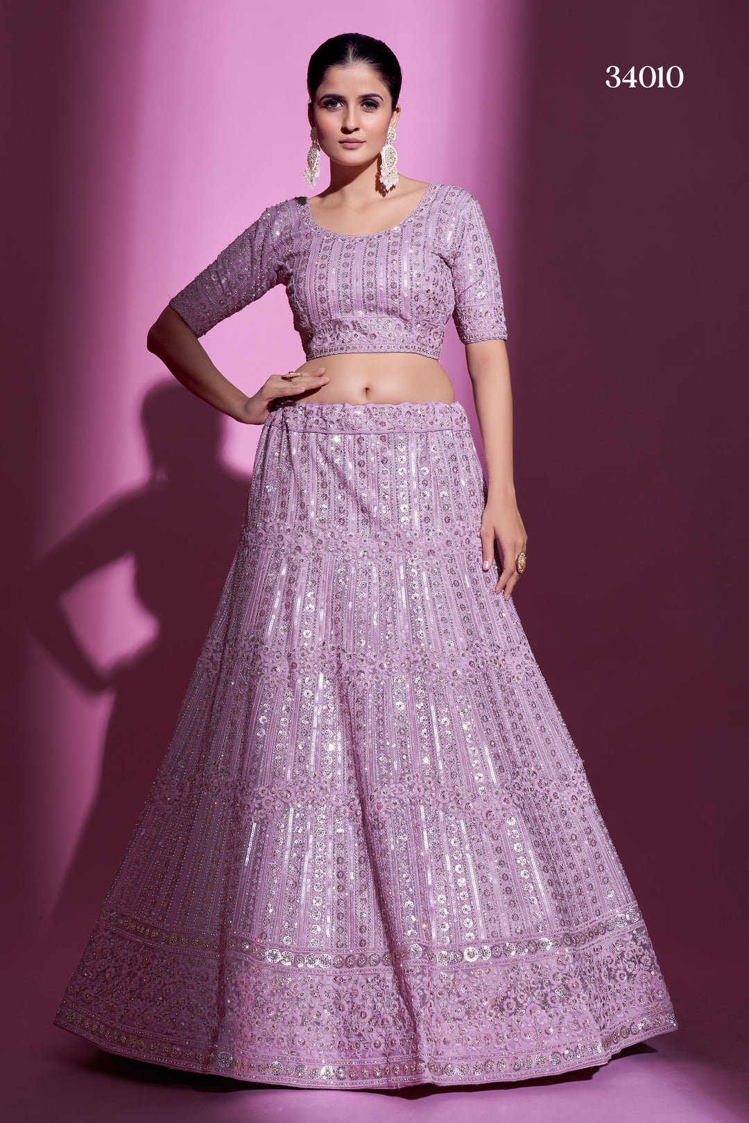 Soft Net Lehenga with Sequins & Zarkan Work | Designer Festive Wear