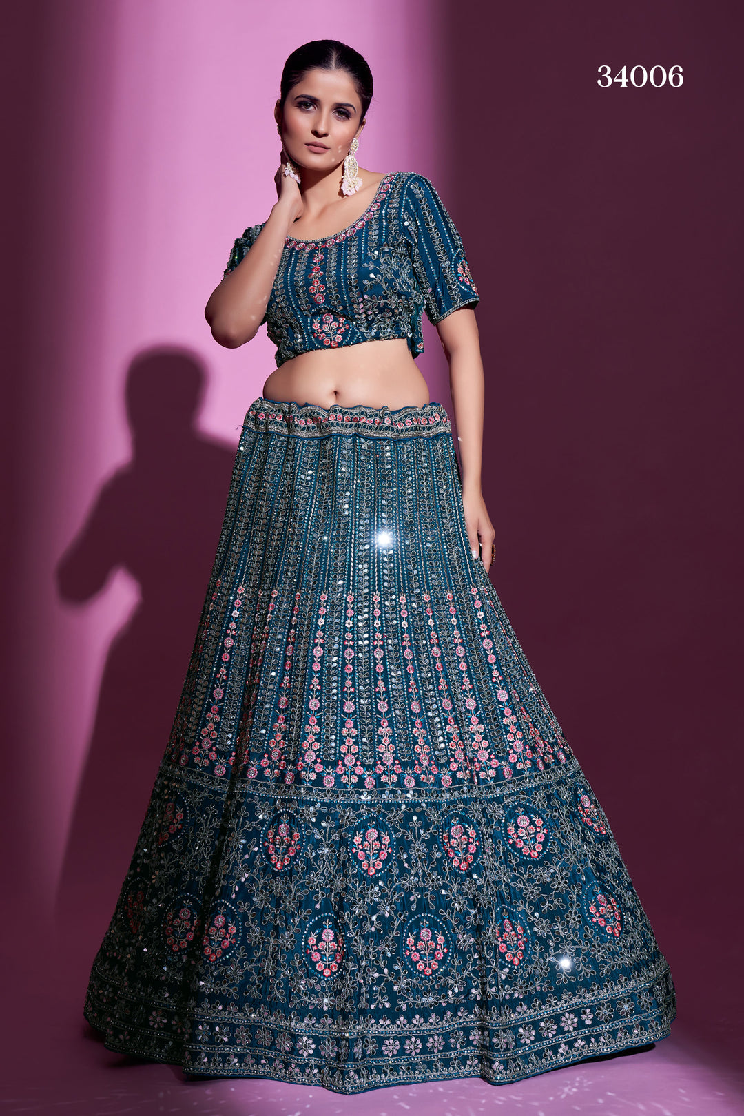 Crepe Lehenga with Sequins & Mirror Work | Elegant Ethnic Wear for Women