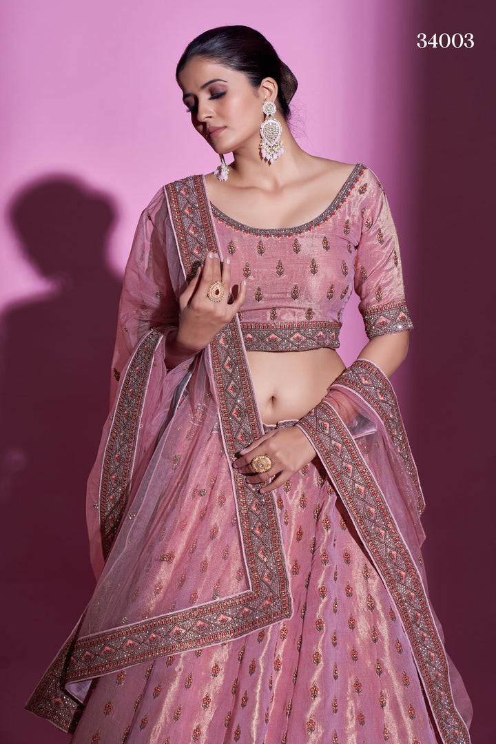 Silk Designer Lehenga Choli | Embroidered Lehenga with Net Dupatta