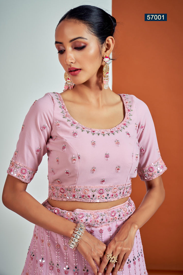 Elegant Pink Lehenga for Women | Georgette Choli & Embroidered Dupatta