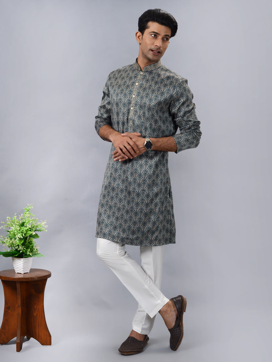 Traditional green kurta pajama for men, perfect for weddings and cultural celebrations.