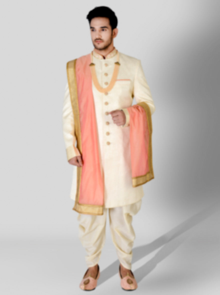 Celebrate in style with this cream Indo-Western outfit, perfect for making an impression at special events in the USA.