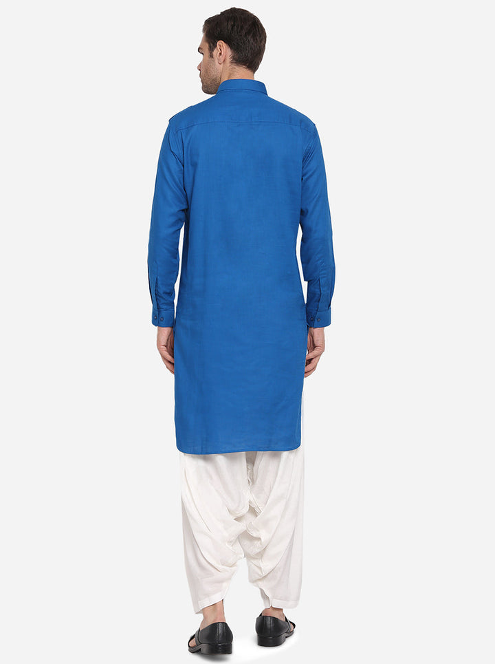 Elegant blue kurta set, designed for modern men.