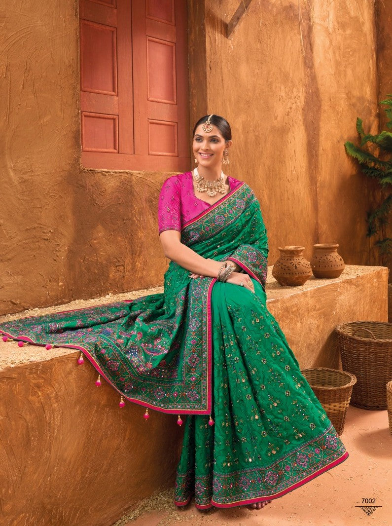 Gorgeous Hand Embroidered Kutch Work Saree | Pure Silk Designer Saree