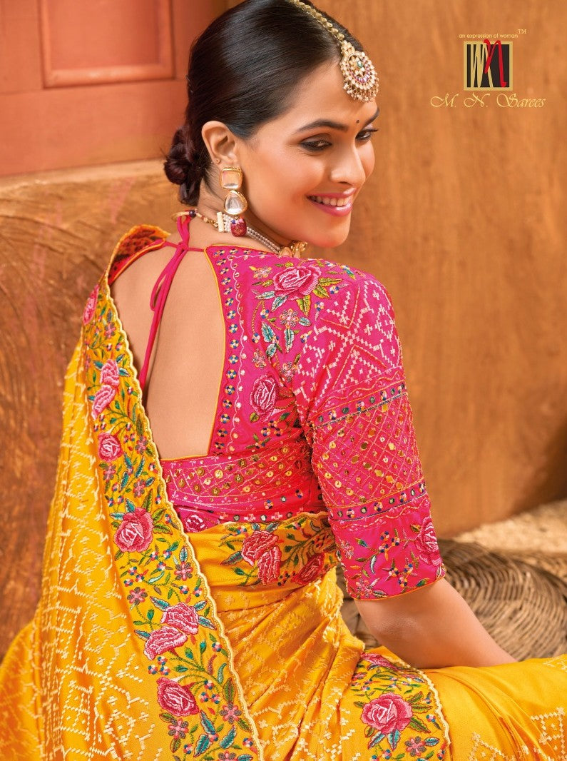 Gorgeous Hand Embroidered Kutch Work Saree | Pure Silk Designer Saree