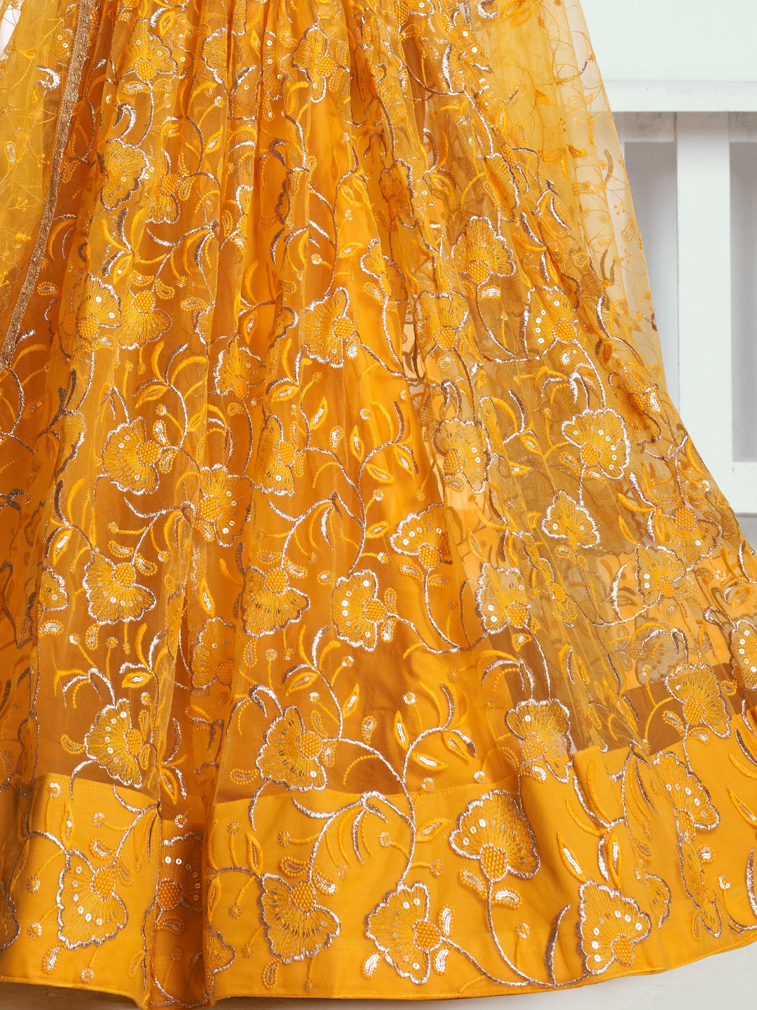 Attractive Yellow Embroidered Net Wedding Lehenga Choli With Dupatta